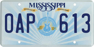 MS license plate OAP613