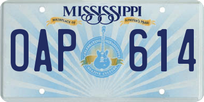 MS license plate OAP614