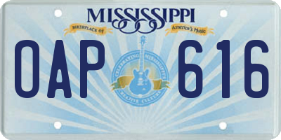 MS license plate OAP616