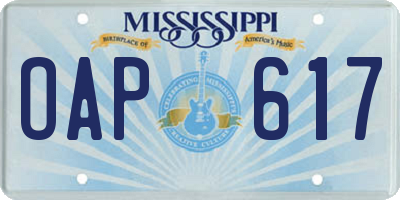 MS license plate OAP617