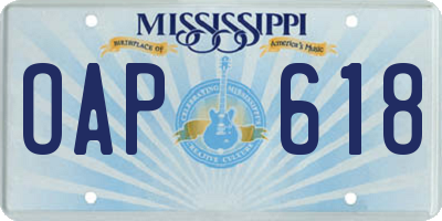 MS license plate OAP618