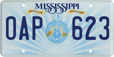 MS license plate OAP623