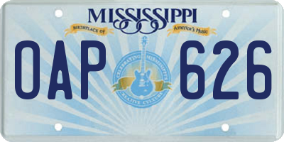 MS license plate OAP626