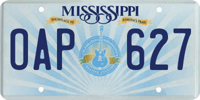 MS license plate OAP627