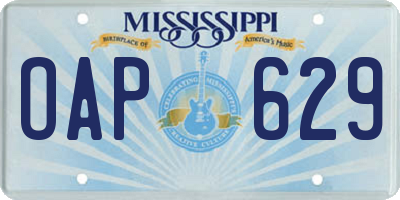 MS license plate OAP629
