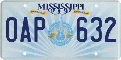 MS license plate OAP632