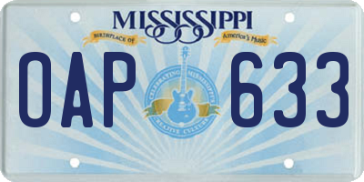 MS license plate OAP633
