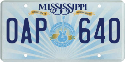 MS license plate OAP640