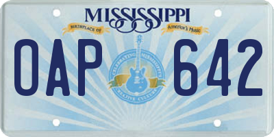 MS license plate OAP642