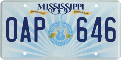 MS license plate OAP646