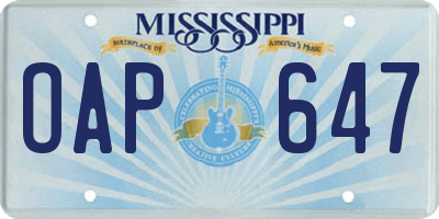 MS license plate OAP647