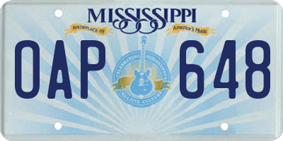 MS license plate OAP648