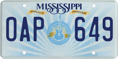 MS license plate OAP649