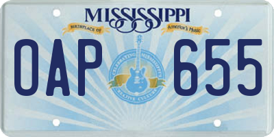 MS license plate OAP655