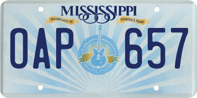 MS license plate OAP657