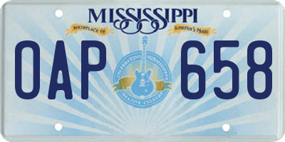 MS license plate OAP658