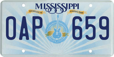 MS license plate OAP659