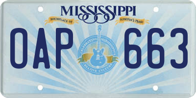 MS license plate OAP663