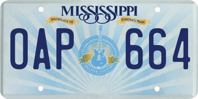 MS license plate OAP664