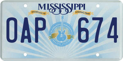 MS license plate OAP674