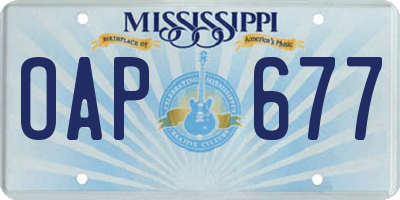 MS license plate OAP677