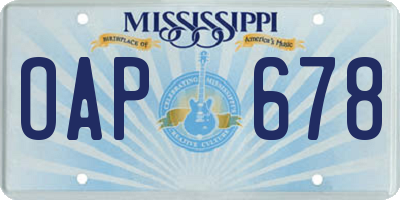 MS license plate OAP678