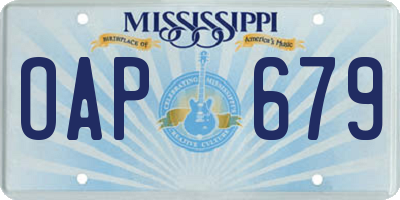 MS license plate OAP679