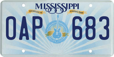 MS license plate OAP683