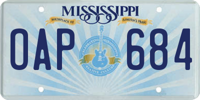 MS license plate OAP684