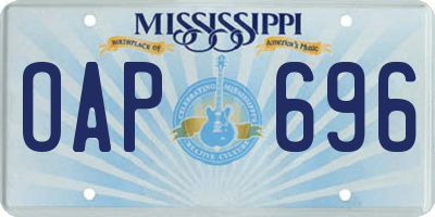 MS license plate OAP696