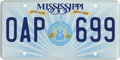 MS license plate OAP699