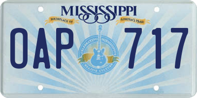MS license plate OAP717