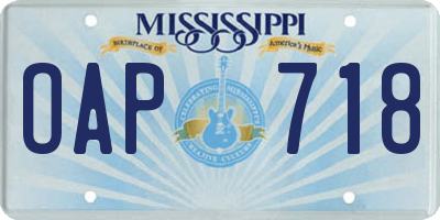 MS license plate OAP718