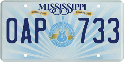 MS license plate OAP733