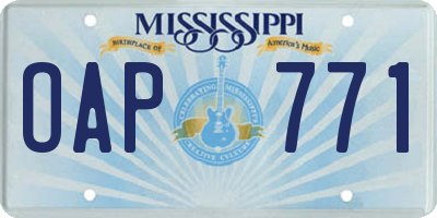 MS license plate OAP771