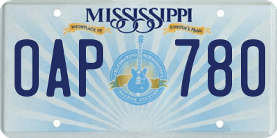 MS license plate OAP780