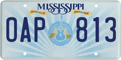 MS license plate OAP813