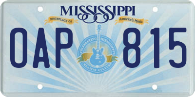 MS license plate OAP815