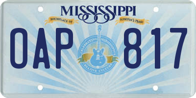 MS license plate OAP817