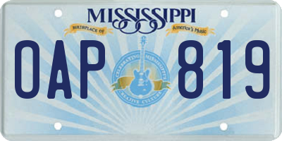MS license plate OAP819