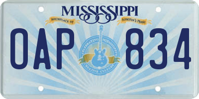 MS license plate OAP834