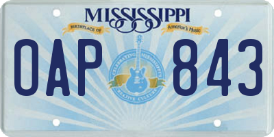 MS license plate OAP843