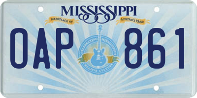 MS license plate OAP861