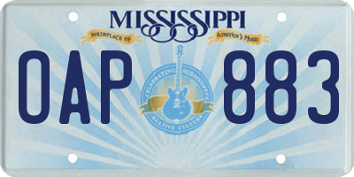 MS license plate OAP883