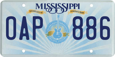 MS license plate OAP886