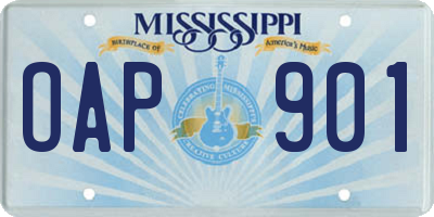 MS license plate OAP901