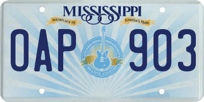 MS license plate OAP903