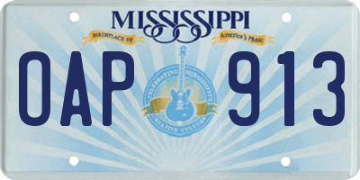 MS license plate OAP913