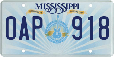 MS license plate OAP918