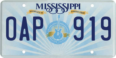MS license plate OAP919
